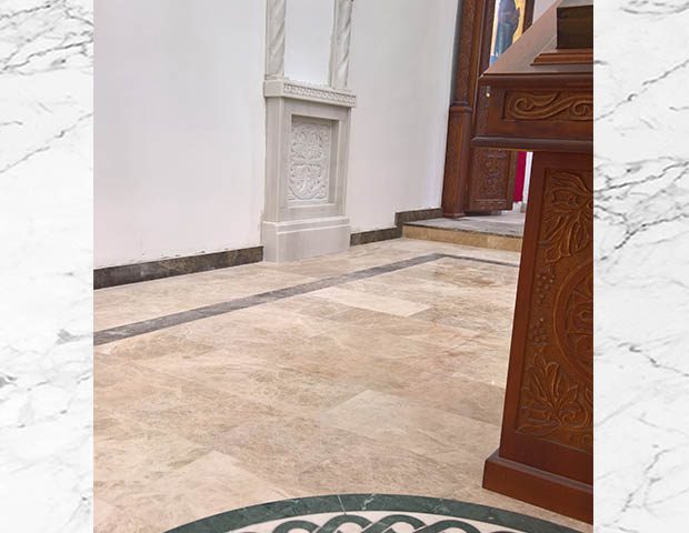 crkva svetog marka vranje kameni pod sa intarzijama i kameni tronovi za ikone (4)